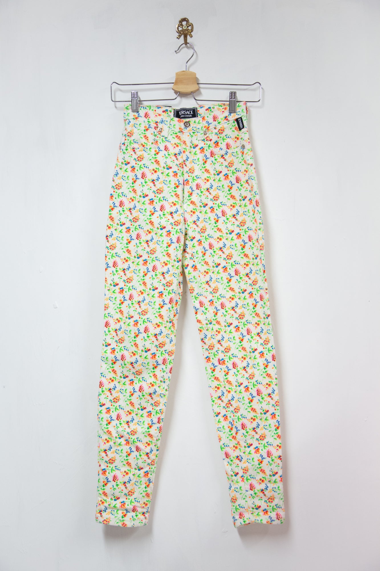 vintage versace high waist 1990s floral jeans Alexandra King 