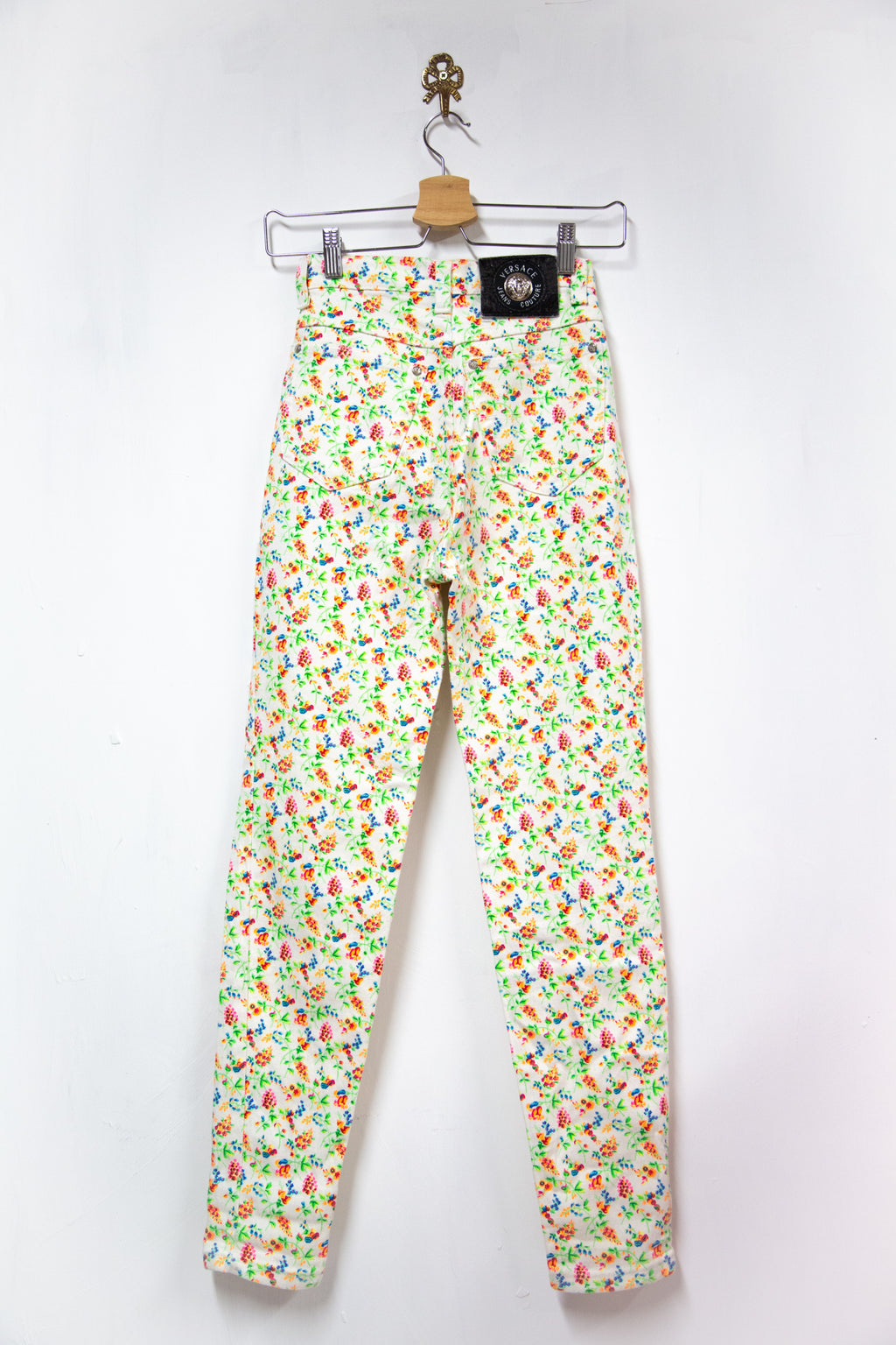 Vintage 1990s Floral White Versace High Waist Jeans