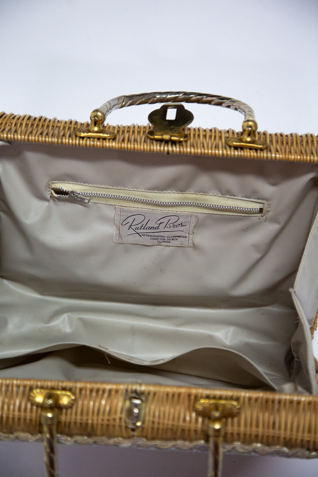 Vintage 1950s Beaded Wicker Bag
