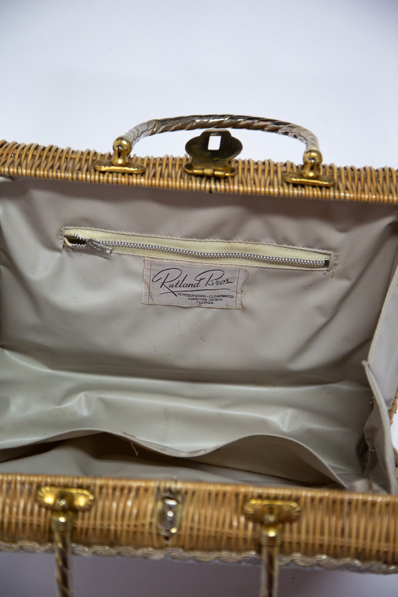 Vintage 1950s Beaded Wicker Bag