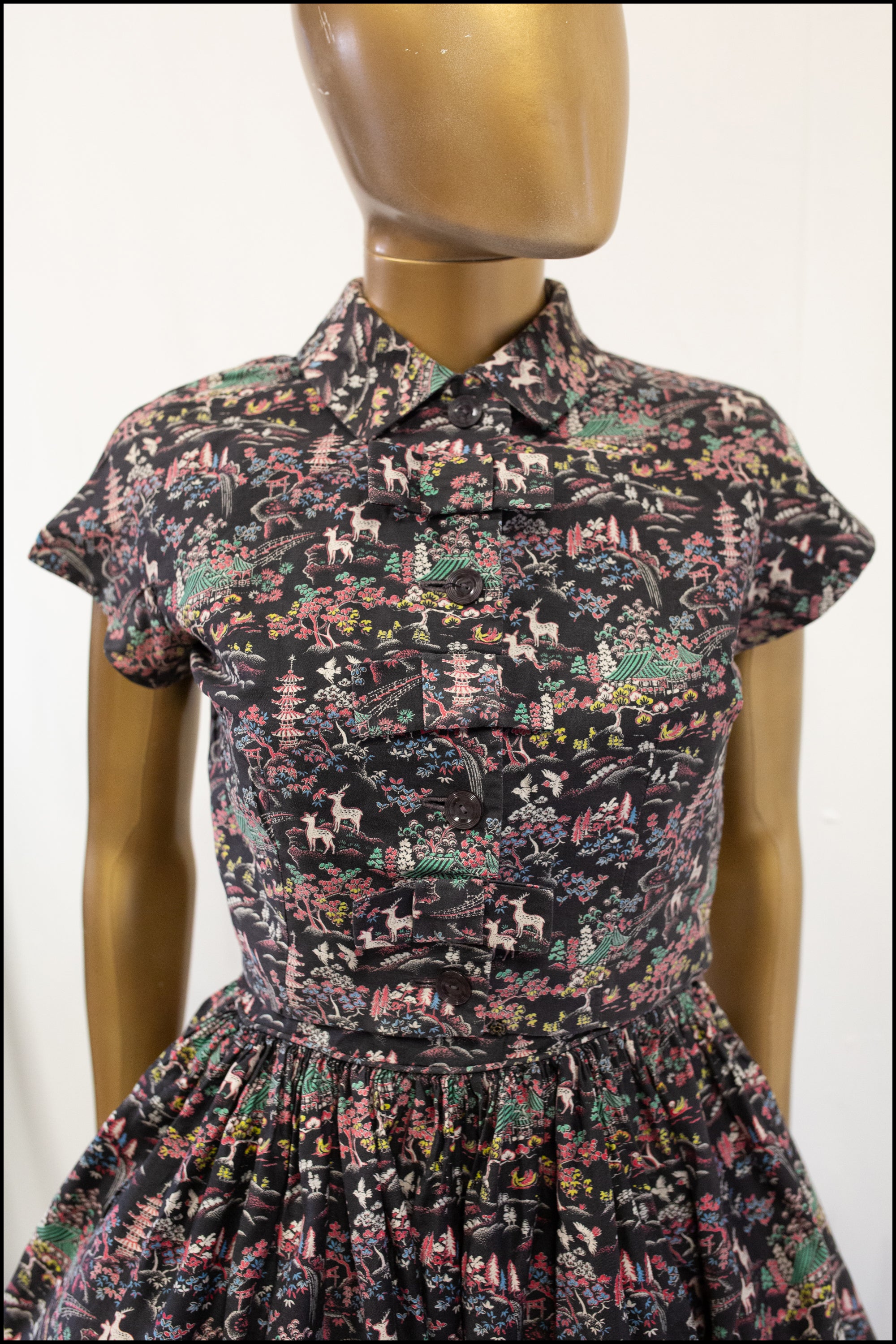 Vintage 1950s Black Japanese Print Cotton Dress Set – ALEXANDRA-KING