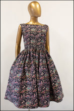 Vintage 1950s Black Japanese Print Cotton Dress Set