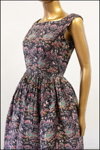 Vintage 1950s Black Japanese Print Cotton Dress Set