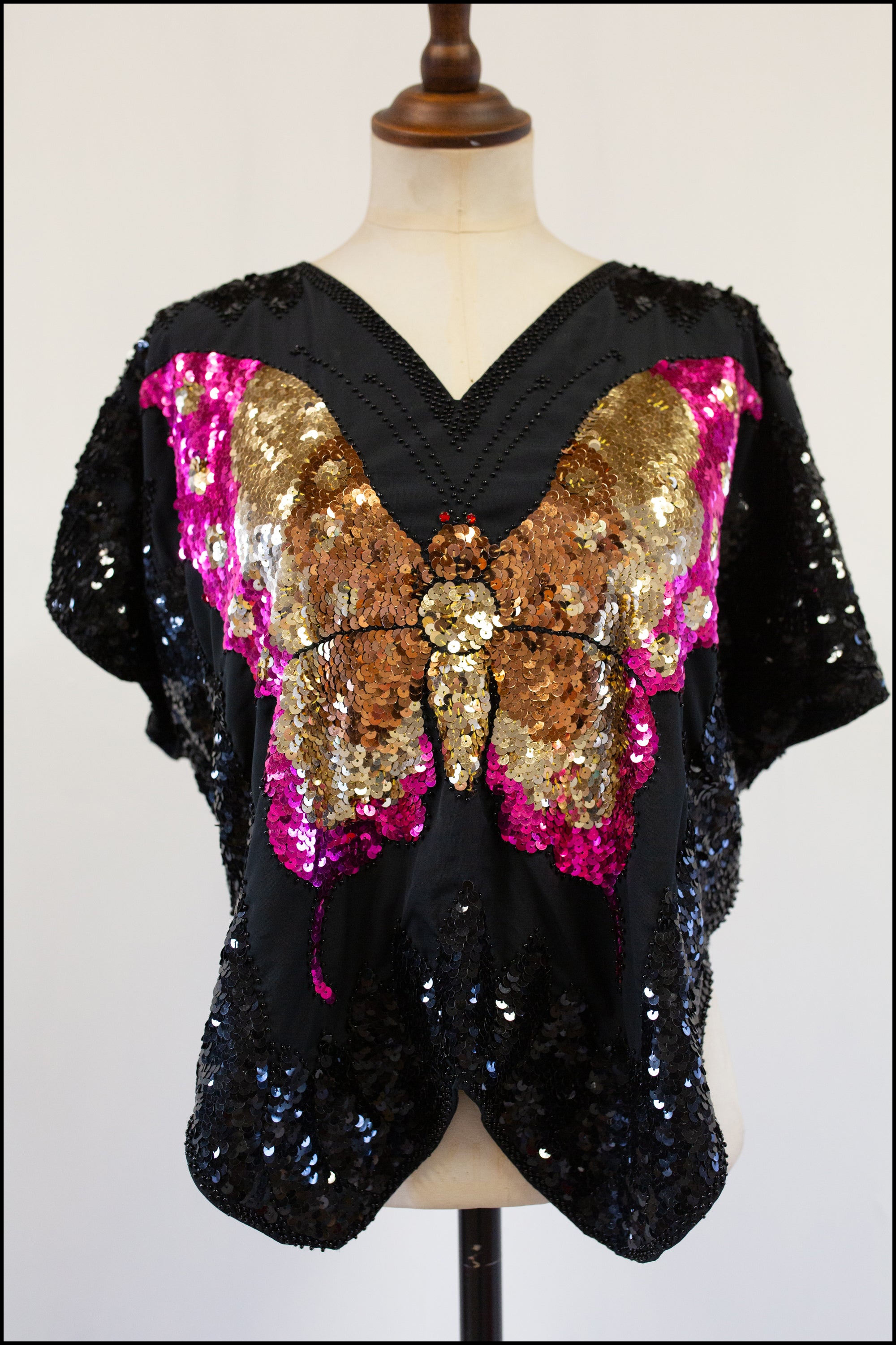 Vintage 1980s Sequin Butterfly Top