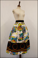 Vintage 1950s World Travel Print Midi Skirt