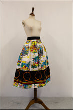 Vintage 1950s World Travel Print Midi Skirt