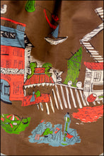 Vintage 1950s 'Sea Town' Cotton Print Skirt