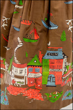 Vintage 1950s 'Sea Town' Cotton Print Skirt
