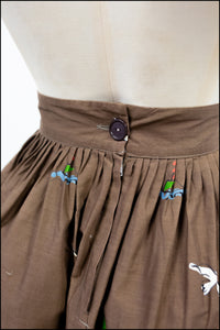 Vintage 1950s 'Sea Town' Cotton Print Skirt