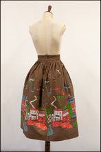 Vintage 1950s 'Sea Town' Cotton Print Skirt
