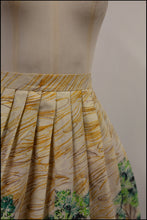 Vintage 1950s 'Cottage in the Woods' Print Midi Skirt