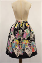 Vintage 1950s Black Hollywood Stars Print Skirt