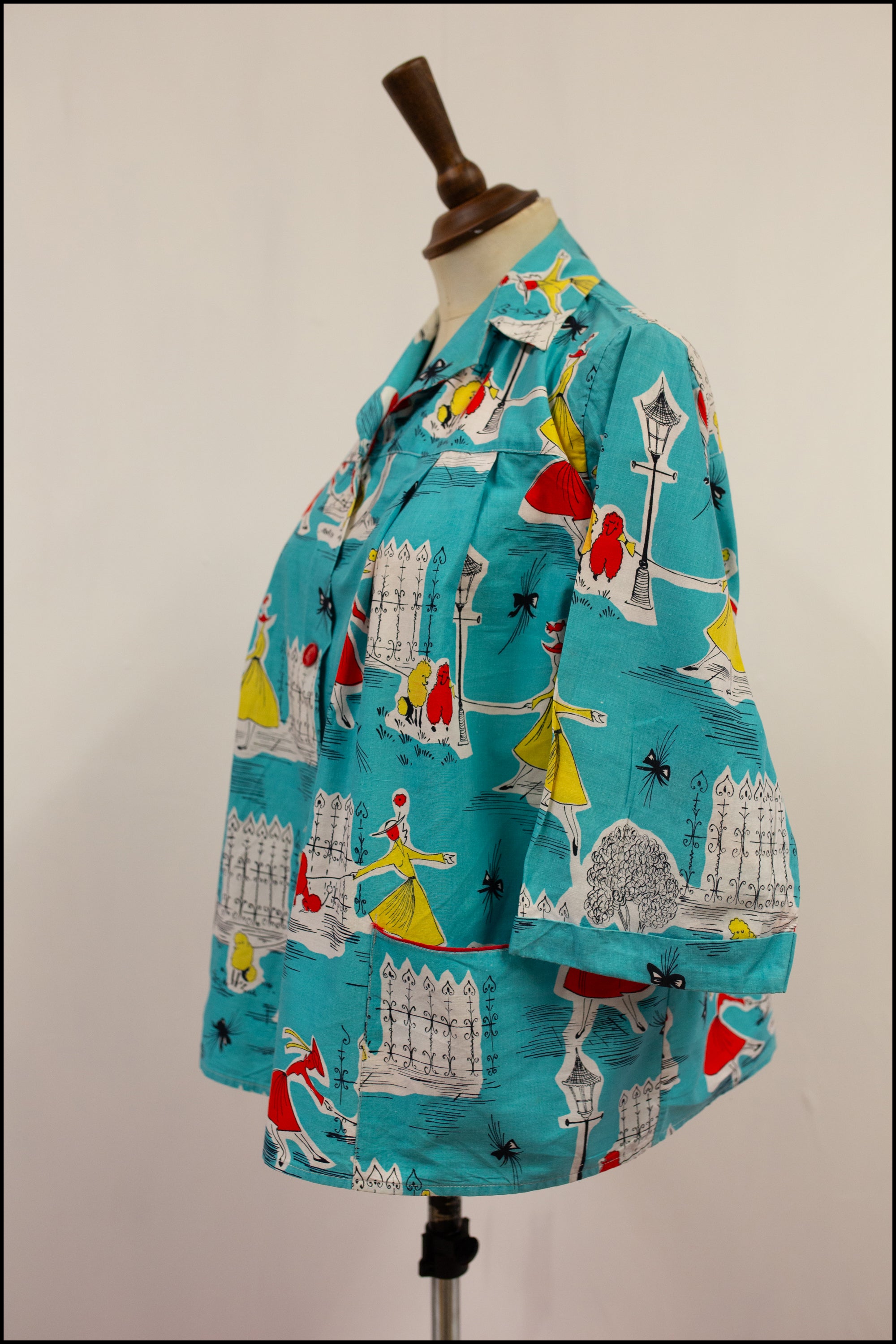 Vintage 1950s Novelty Poodle Print Shirt