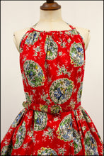 Vintage 1950s Red Romance Cotton Dress