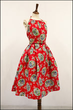 Vintage 1950s Red Romance Cotton Dress