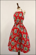 Vintage 1950s Red Romance Cotton Dress