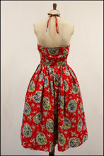 Vintage 1950s Red Romance Cotton Dress