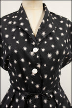 Vintage 1950s Black Mid Century Star Dress
