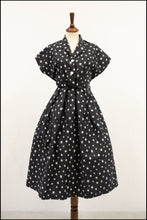 Vintage 1950s Black Mid Century Star Dress