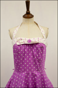 Vintage 1950s Magenta Star Print Dress