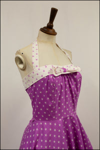 Vintage 1950s Magenta Star Print Dress