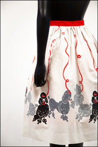 Vintage 1950s White 'Poodle' Print Skirt