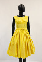 Vintage 1950s Lemon Yellow Cotton Sun Dress