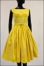 Vintage 1950s Lemon Yellow Cotton Sun Dress