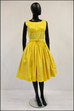 Vintage 1950s Lemon Yellow Cotton Sun Dress