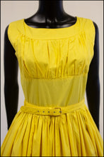 Vintage 1950s Lemon Yellow Cotton Sun Dress
