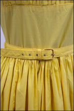 Vintage 1950s Lemon Yellow Cotton Sun Dress