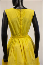 Vintage 1950s Lemon Yellow Cotton Sun Dress