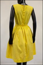 Vintage 1950s Lemon Yellow Cotton Sun Dress