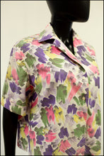 Vintage 1950s 'Pastel Brush' Print Blouse