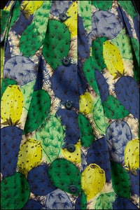 Vintage 1950s Green 'Cactus' Print Full Skirt