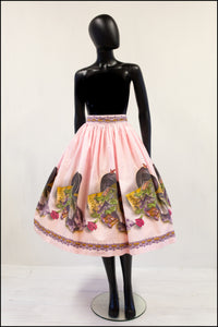 Vintage 1950s Pink 'Opera' John Wolf Print Skirt