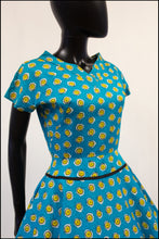 Vintage 1950s Turquoise 'Lemon Slice' Dress