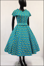 Vintage 1950s Turquoise 'Lemon Slice' Dress