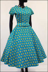 Vintage 1950s Turquoise 'Lemon Slice' Dress