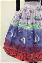 Vintage 1950s 'Lilac Beach' Novelty Full Skirt