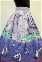 Vintage 1950s 'Lilac Beach' Novelty Full Skirt