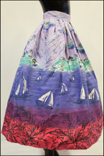 Vintage 1950s 'Lilac Beach' Novelty Full Skirt