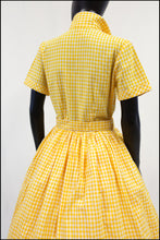 Vintage 1950s Yellow Gingham Cotton Dress