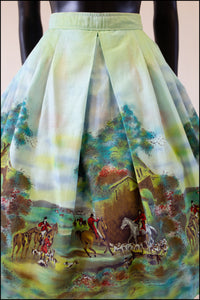 Vintage 1950s John Wolf 'The Hunt' Print Skirt