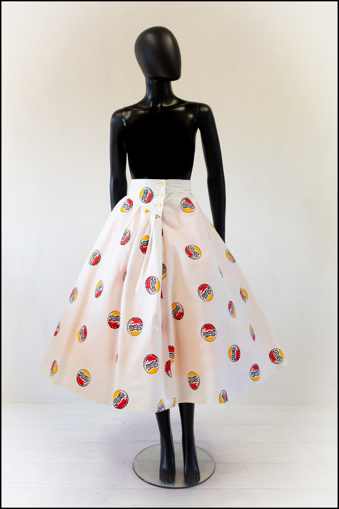 Vintage 1980s 'Popsi Cola' Print Full Skirt