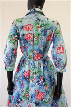 Vintage 1950s Blue 'Cupid Dancers' Cotton Shirt Dress