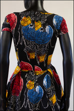 Vintage Balloon Print Black Cotton Dress