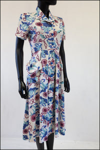 vintage 1940s nautical theme shirt dress 