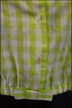 Vintage 1950s Green Gingham Cotton Top