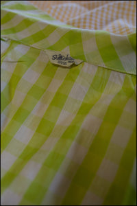 Vintage 1950s Green Gingham Cotton Top